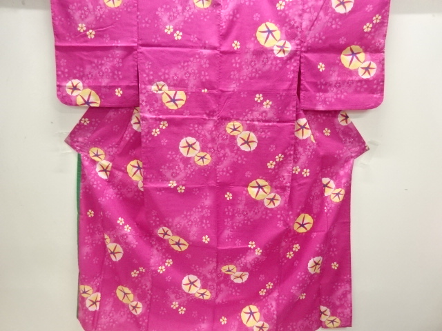 JAPANESE KIMONO / YUKATA / COTTON / MORNING GLORY & SAKURA